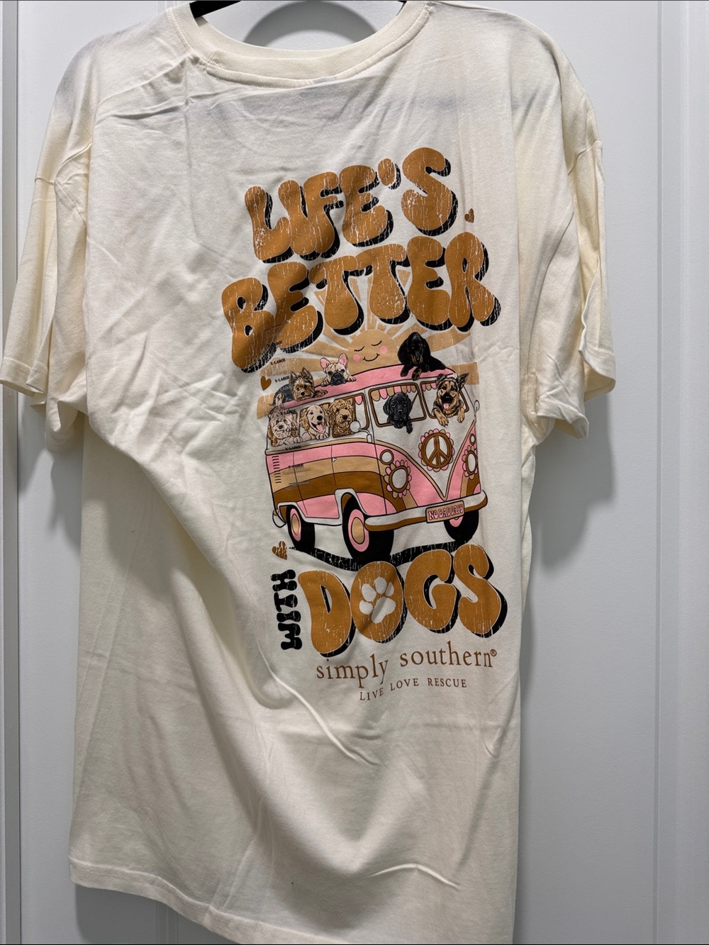Simply Southern Cream Graphic Tee with Pink & Brown Van Design